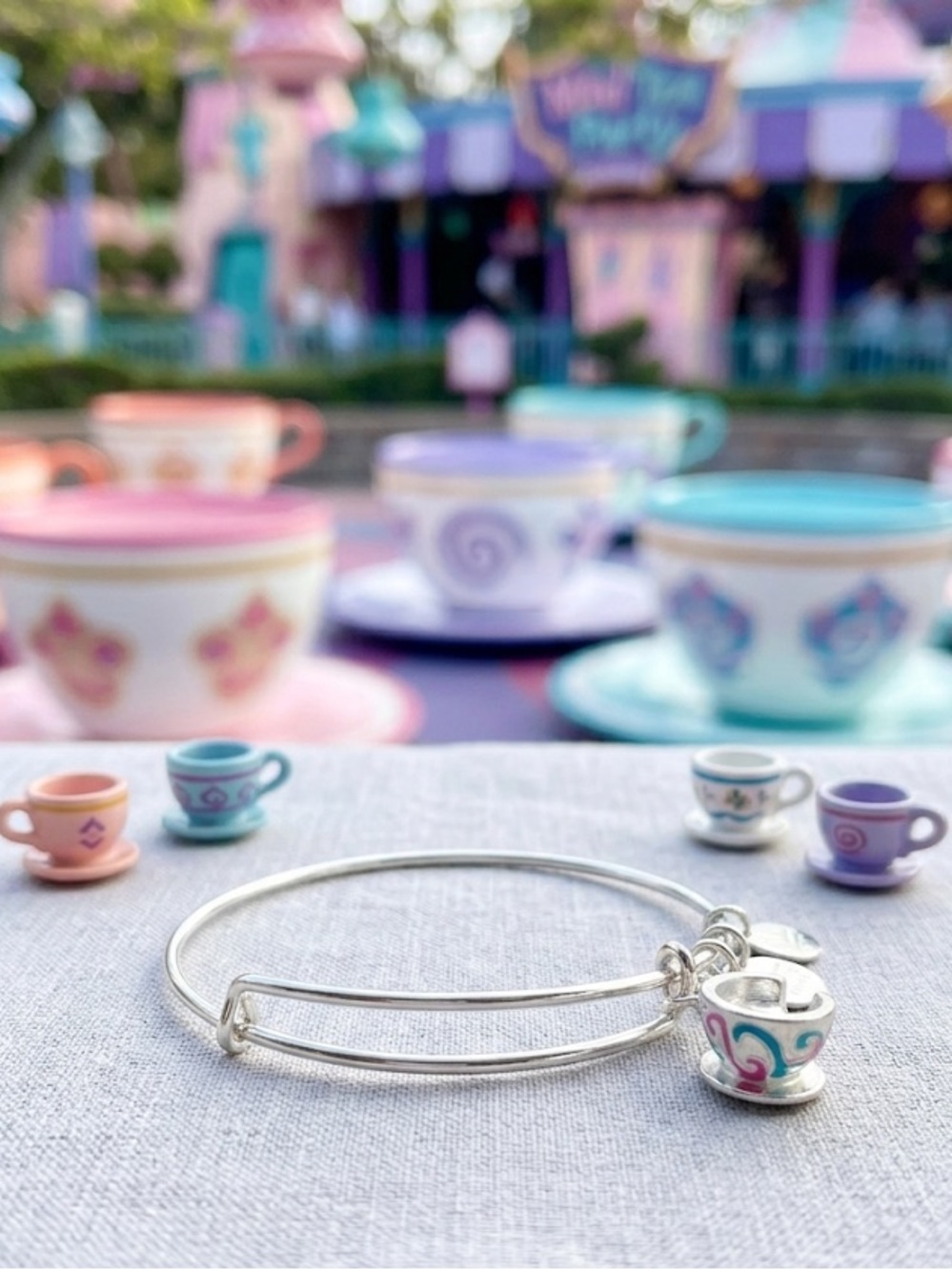 Disney x ALEX AND ANI Silver Bangle - Mad Tea Party Ride - Park Exclusive